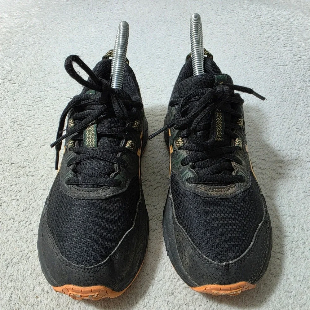 ASICS Pre Venture 9 Shoes Kids Size 3 Black Orange Trail Running Sneakers
